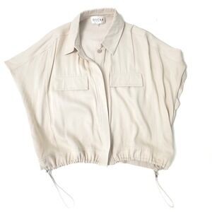 OSCAR The Collection Ivory Cropped Utility Shirt Jacket Drawstring Hem Size -M
